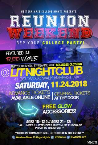 Event WMCN 18+ Reunion Weekend Rep Your College Party! Sat 11.24.18