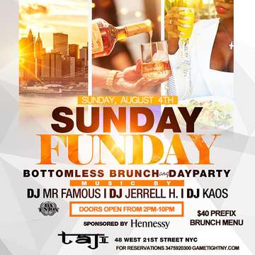 Event Taj Lounge NYC Sunday Funday Brunch & Day Party 2019