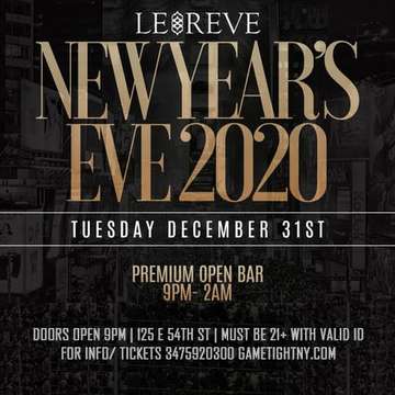 Event Le Reve NYC 5 Hours Openbar New Years Eve 2020