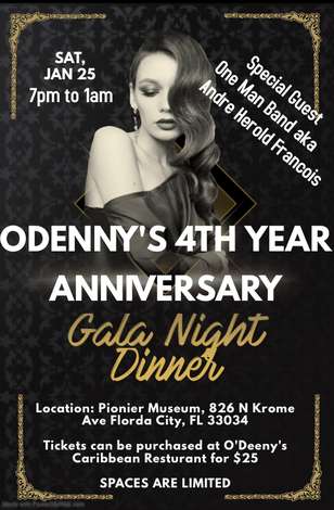 Event O'Deeny's Caribbean Restaurant 4th year Anniversary