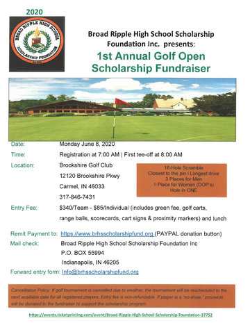 Event Broad Ripple High School Scholarship Foundation INC. 1st Annual Golf Open Scholarship Fundraiser
