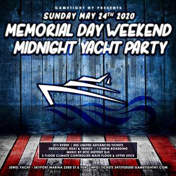 Event NYC Memorial Day Sunday Yacht Party Cruise at Skyport Marina 2020