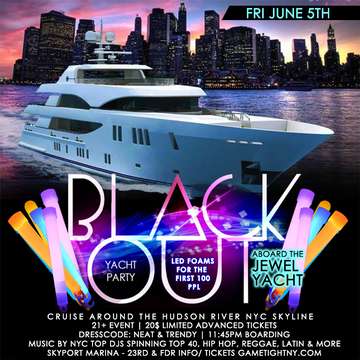 Event NYC Booze Cruise Glowsticks Yacht Party at Skyport Marina Jewel Yacht 2020
