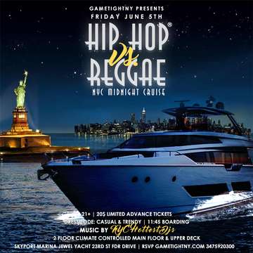 Event NYC Hip Hop vs. Reggae Midnight Yacht Party at Skyport Marina Jewel 2020