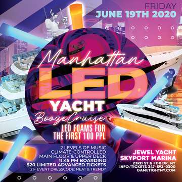 Event Manhattan LED Yacht Booze Cruise at Skyport Marina Jewel Yacht 2020
