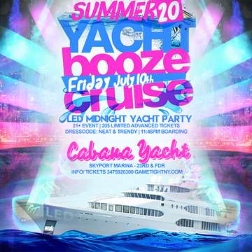 Event NYC LED Glowsticks Booze Cruise Yacht Party at Skyport Marina 2020