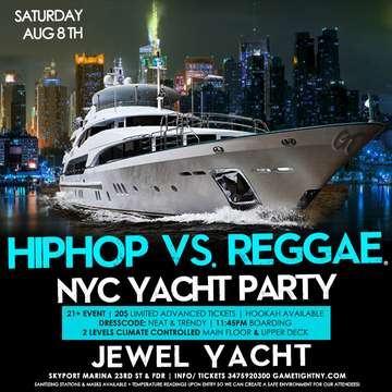 Event NY HipHop vs. Reggae® Summer Midnight Yacht Party at Skyport Marina Jewel