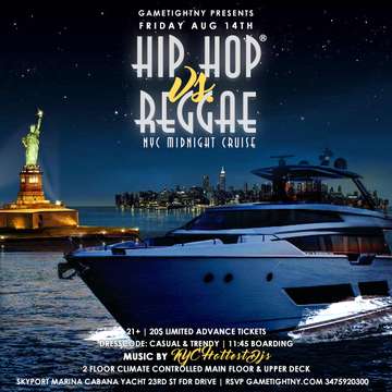 Event NYC Hip Hop vs. Reggae® Midnight Yacht Party at Skyport Marina Cabana 2020