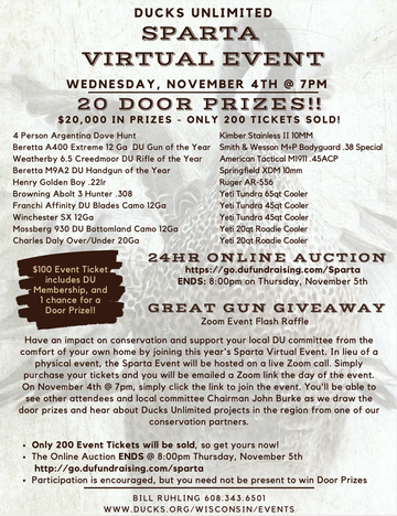 Event Sparta Virtual Event - $20,000 in Door Prizes, Only 200 Tickets Sold!