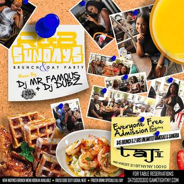 Event Taj Lounge NYC Sunday Funday Hip Hop vs. Reggae® Brunch & Day Party