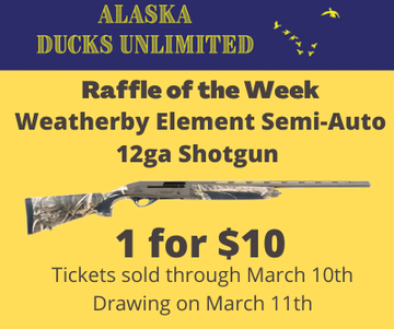 Event AK DU Raffle of the Week, Weatherby Element 12 Ga Shotgun, 1 for $10