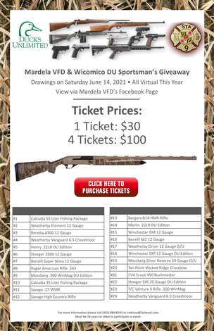 Event Annual Sportsman's Giveaway Hosted by Wicomico DU & Mardela VFD