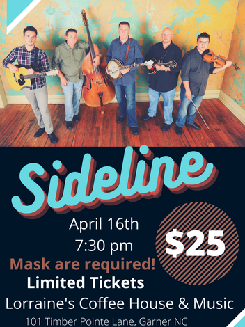 Event Sideline, Bluegrass, $25 Cover, LIVE IN HOUSE EVENT