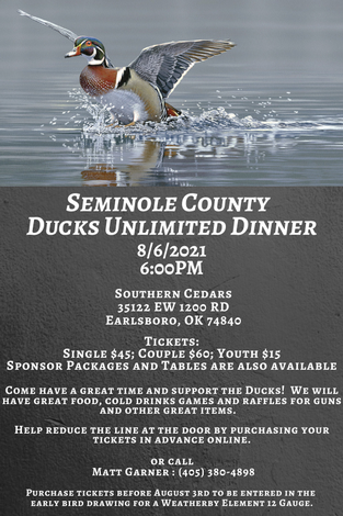 Event Seminole County Ducks Unlimited Banquet-Earlsboro