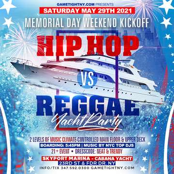 Event NYC MDW Hip Hop vs Reggae® Sunset Cruise Skyport Marina Cabana Yacht