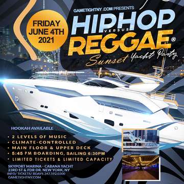 Event NYC Summer Hip Hop vs Reggae® Sunset Cruise Skyport Marina Cabana Yacht 2021