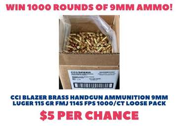 Event 1000 Rounds of 9MM Ammo Raffle Drawing June13th!