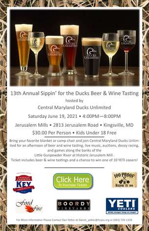 Event Central MD DU Annual Sippin' for the Ducks Beer & Wine Tasting