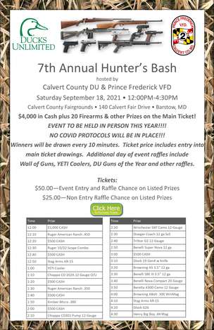Event 7th Annual Hunter's Bash hosted by Calvert Ducks Unlimited & Prince Frederick VFD
