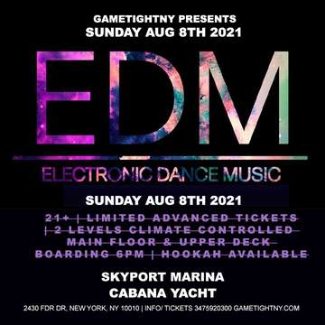 Event Manhattan EDM Sunday Sunset Yacht Cruise Skyport Marina Cabana Yacht