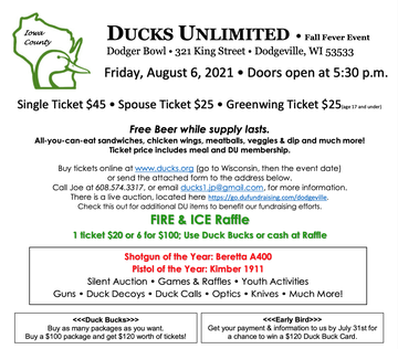 Event Dodgeville Ducks Unlimited Fall Fever Dinner