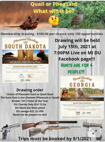 Event MI DU Upland Bird Hunts Drawing
