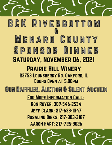 Event BCK- Menard County Sponsor Dinner- Hill Prairie Winery, Oakford