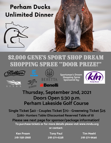 Event Perham DU Banquet - $2,000 Sportsman's Dream Door Prize!