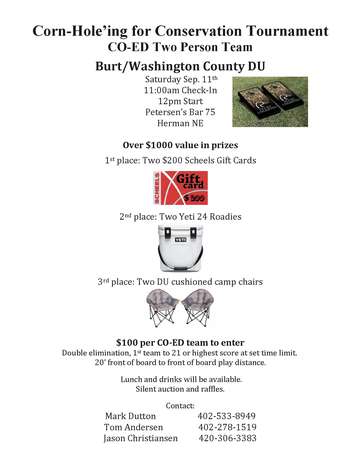 Event Burt Washington County Cornhole for Conservation Tournament