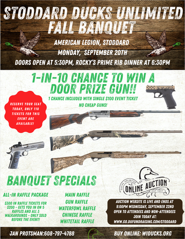 Event Stoddard Ducks Unlimited Fall Banquet - Limited to 110