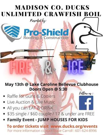 Event 8th Annual Madison County DU Crawfish Boil presented by Pro-Shield Roofing & Construction