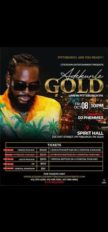 Event ADEKUNLE GOLD LIVE IN PITTSBURGH PA