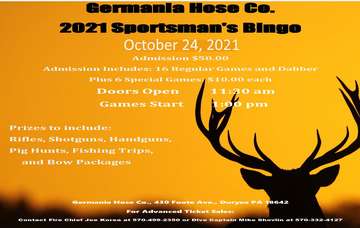 Event Germania Hose Company 2021 Sportsman's Bingo