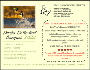 Event SOLD OUT - Nacogdoches Ducks Unlimited Banquet