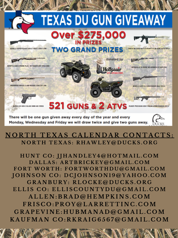 Event 2022 Texas DU Gun Giveaway Calendars - North Texas