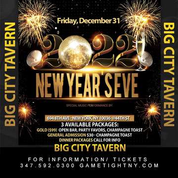 Event Big City Tavern NYC New Years Eve Party 2022