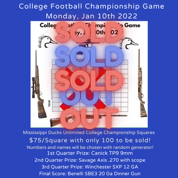 Event Mississippi Ducks Unlimited College Championship Squares- SOLD OUT!