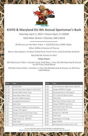 Event 40 TIX LEFT!!! Maryland DU & KIVFD Annual Sportsman's Bash