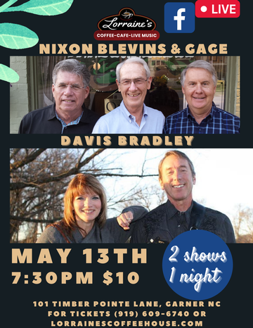 Event Davis Bradley Duo, Nixon, Blevins, & Gage (Bluegrass & Acoustic), $10 Cover