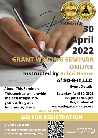 Event Grant Writing Seminar Online with Instructor Bobbi Hague of SO-B-IT, LLC
