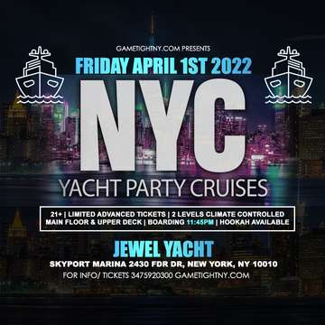Event NYC Midnight Yacht Party Cruise Skyport Marina Jewel 2022
