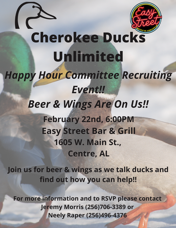 Event Cherokee Ducks Unlimited Volunteer Recruitment Happy Hour