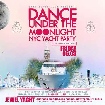 Event Dance under the Moonlight NYC Jewel Yacht Midnight Friday Party 2022