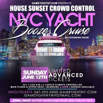 Event House Sunday Sunset Crowd Control Jewel Yacht Party Cruise at Skyport Marina 2022