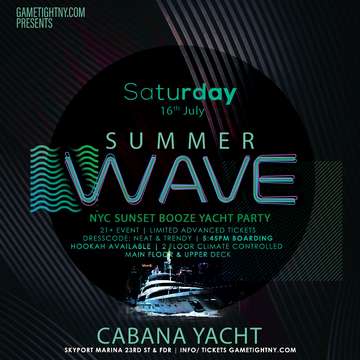 Event Summer Wave NYC Sunset Booze Cruise Cabana Yacht Party 2022