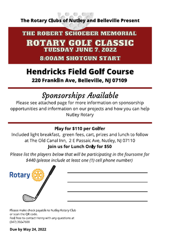 Event Nutley-Belleville Rotary *Robert Schoeber" Golf Classic