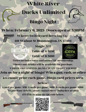Event White River Ducks Unlimited Bingo Night- SOLD OUT!!!