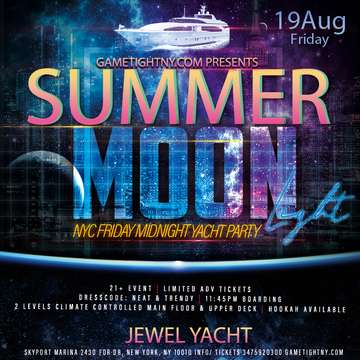 Event Summer Moonlight Jewel Yacht NYC Midnight Yacht Friday Party 2022