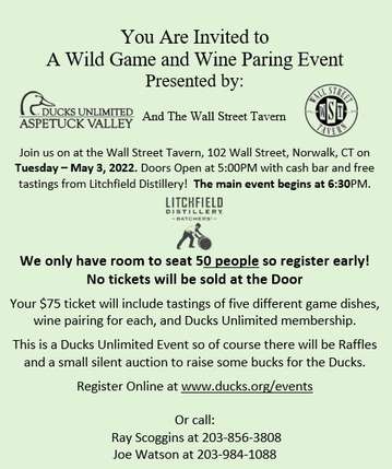 Event Wild Game and Wine Paring