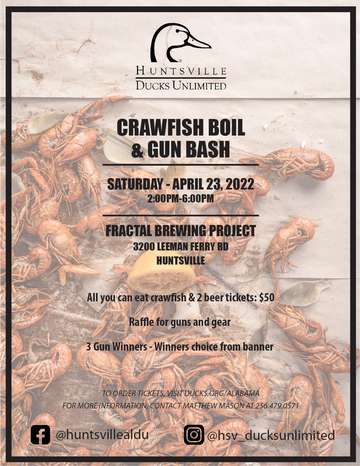 Event Huntsville Ducks Unlimited Crawfish Boil & Gun Bash